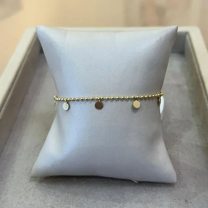 PULSEIRA BOLINHAS DIAMANTADAS E MEDALHAS