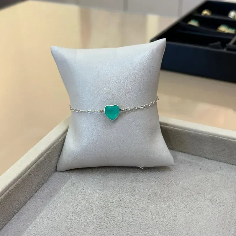 PULSEIRA PRATA CORAÇÃO TURMALINA VERDE