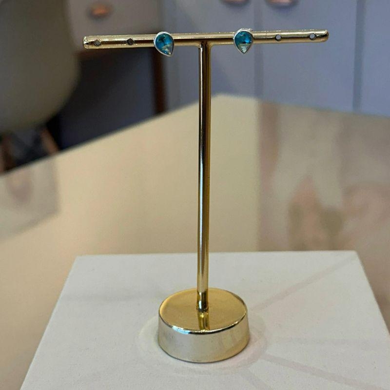 BRINCO PRATA GOTA AZUL