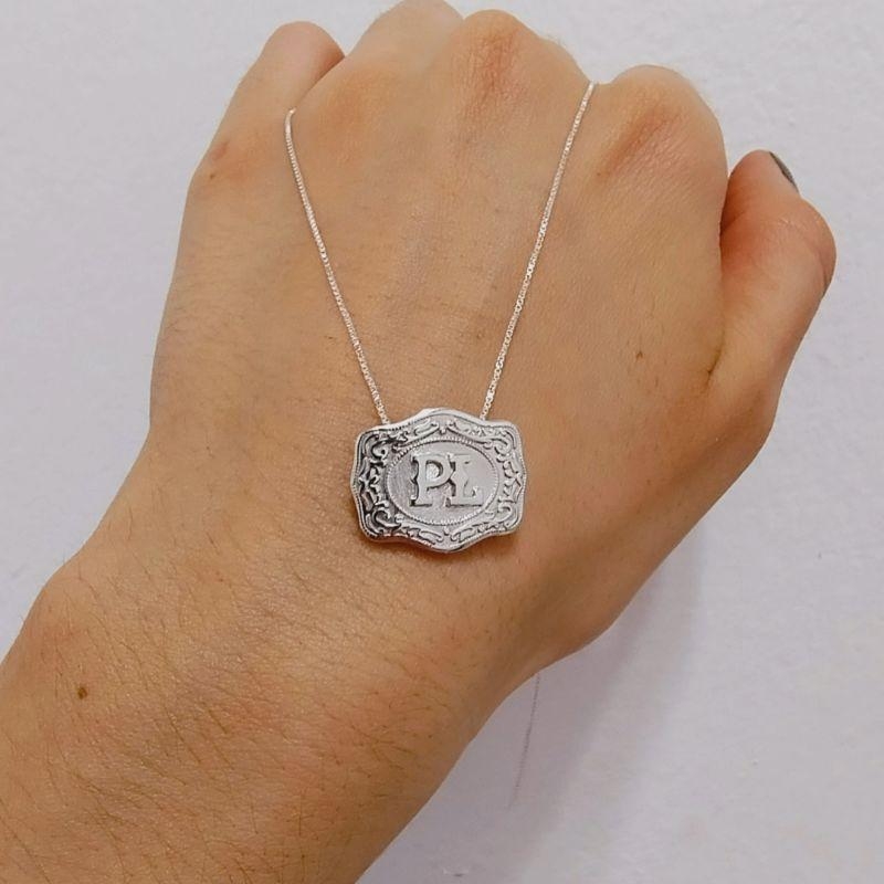 FIVELA COUNTRY PRATA 925 COM ATÉ 2 INICIAIS 2,5cmX2cm