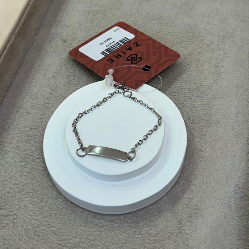 PULSEIRA AÇO INFANTIL CADEADO CHAPINHA LISA 13CM