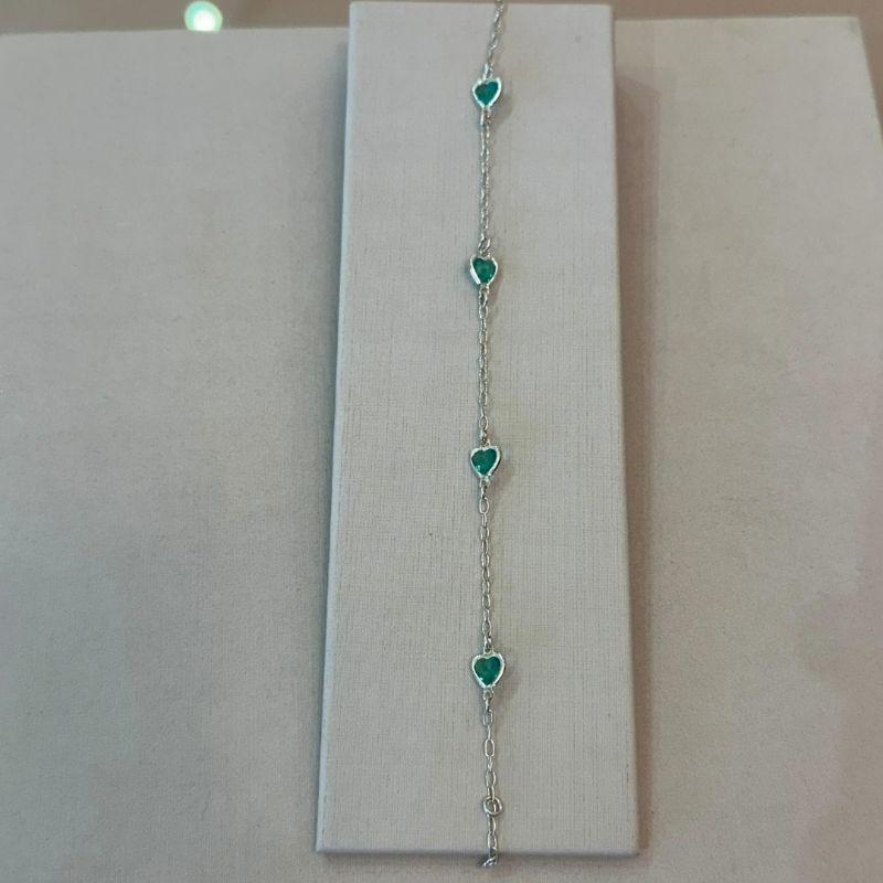 PULSEIRA PRATA CORAÇÕES VERDE TIFFANY