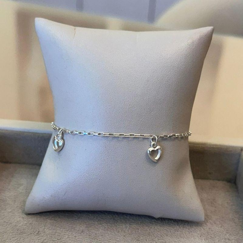 PULSEIRA PRATA ELO CARTIER E CORAÇÕES