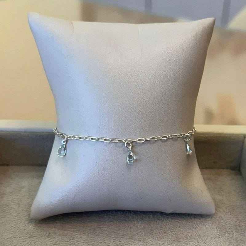 PULSEIRA PRATA GOTAS ZIRCÔNIA AZUL