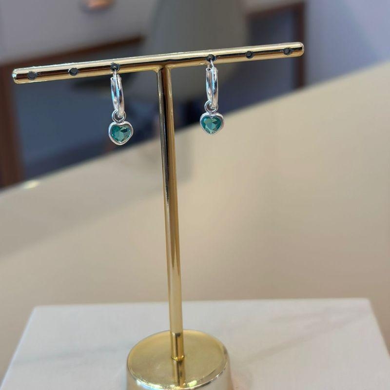 ARGOLA PRATA CORAÇÃO VERDE TIFFANY