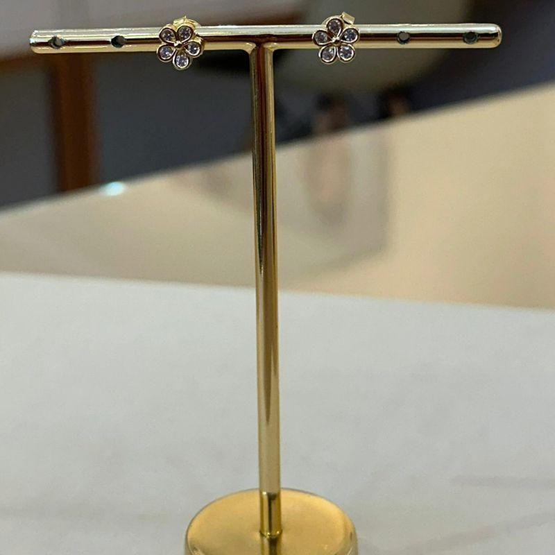 BRINCO FLOR ZIRCÔNIA CRISTAL
