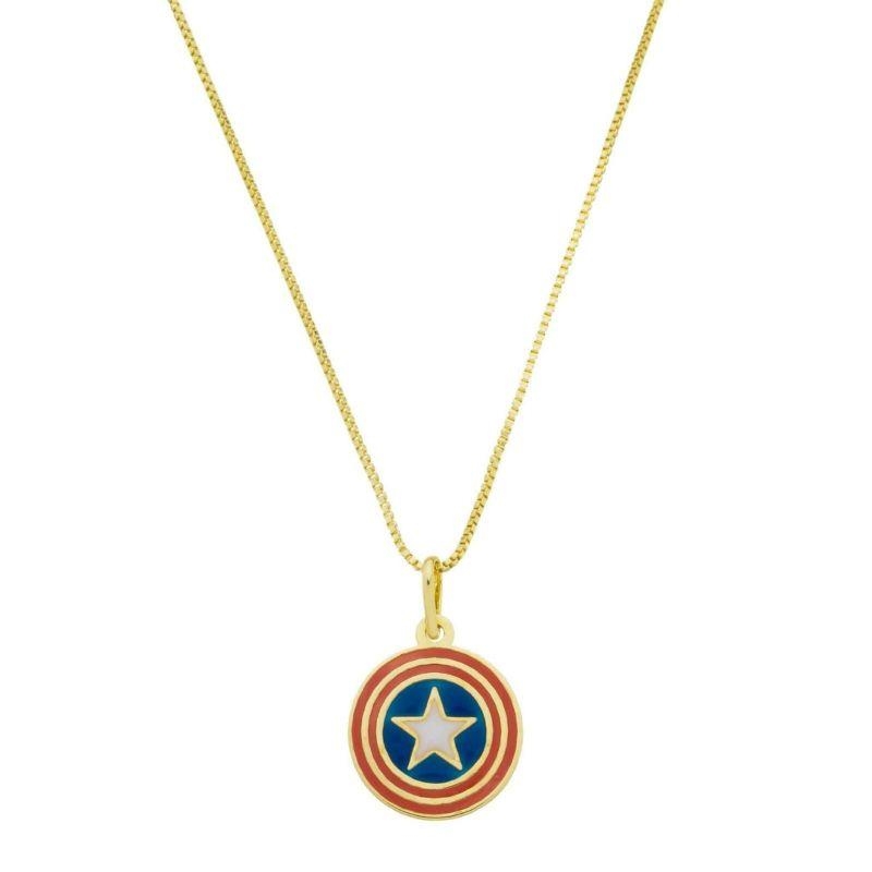 CORRENTE VENEZIANA 45CM COM ESCUDO CAPITÃO AMÉRICA