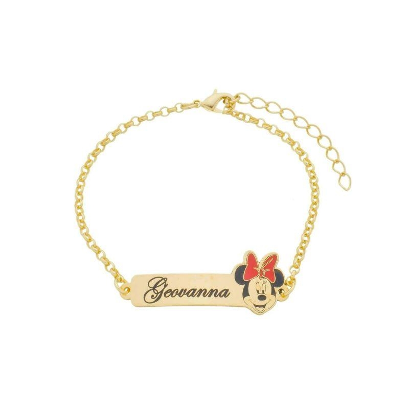 PULSEIRA INFANTIL ELO PORTUGUÊS COM PLAQUINHA MINNIE (11CM)