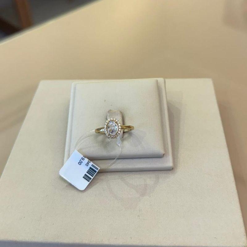 ANEL SOLITÁRIO OVAL ZIRCÔNIA CRISTAL TAMANHO 20