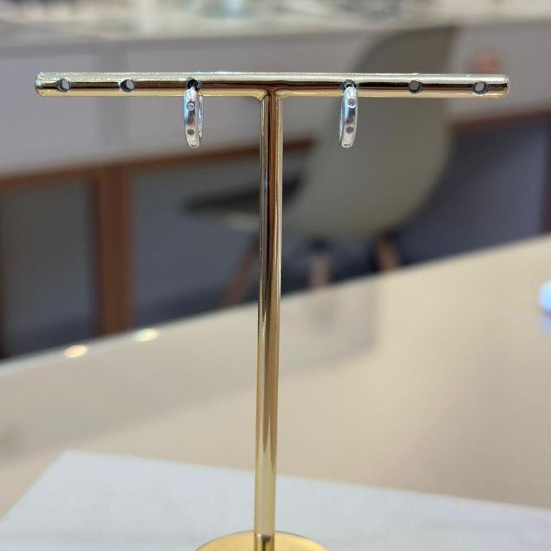 ARGOLA PRATA LISA 3 ZIRCÔNIAS M