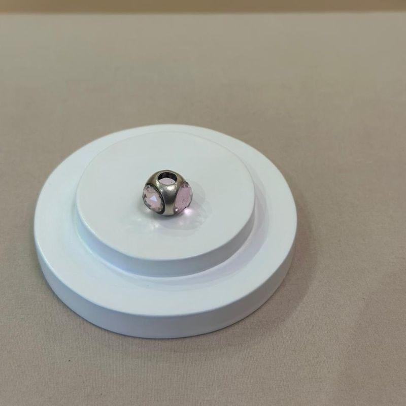BERLOQUE PRATA SEPARADOR REDODO COM ZIRCÔNIAS ROSA