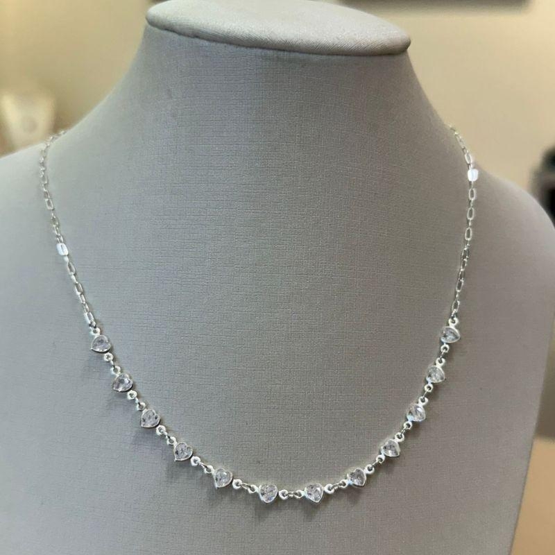 CHOKER PRATA CORAÇÕES ZIRCÔNIAS