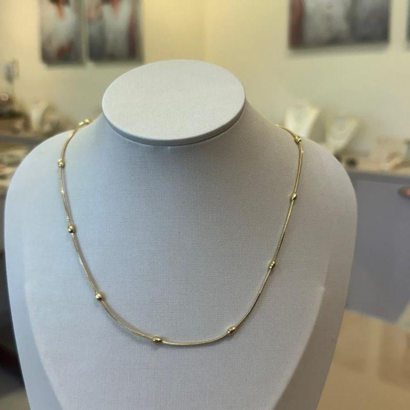 CORRENTE RABO DE RATO COM BOLINHA OVAL 45CM