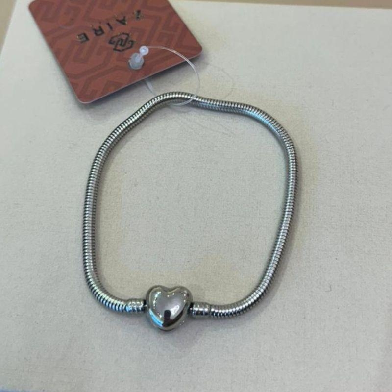 PULSEIRA AÇO PANDORA 18CM FECHO CORAÇÃO