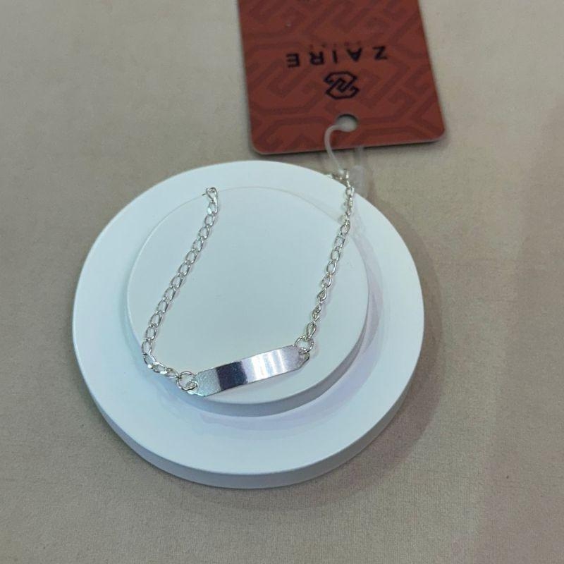 PULSEIRA PRATA INFANTIL PLAQUINHA