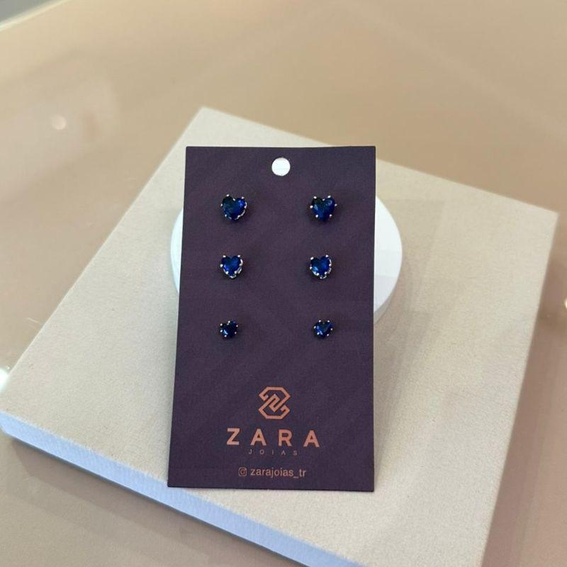 TRIO CORAÇÃO AZUL MARINHO