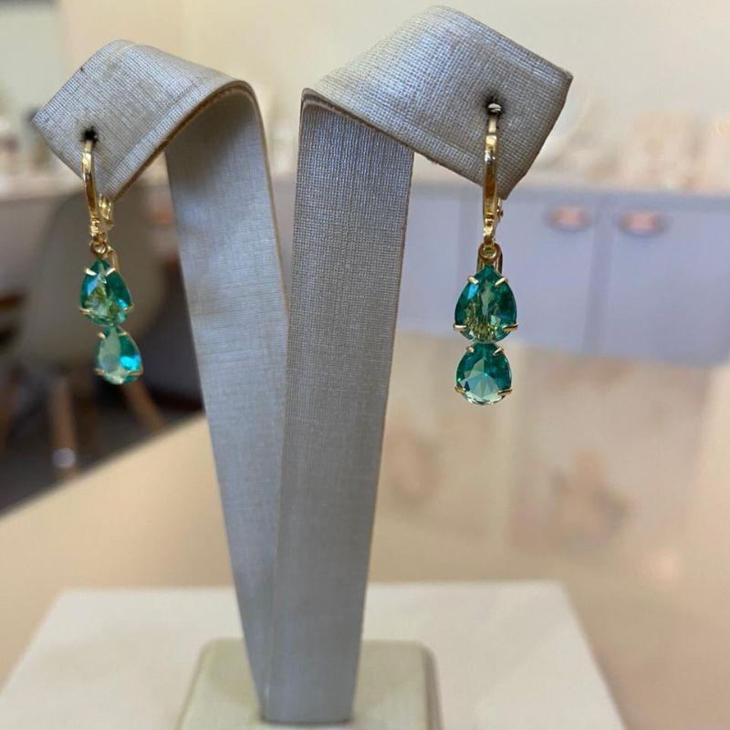 BRINCO ARGOLA 2 ZIRCÔNIAS TURMALINAS VERDES