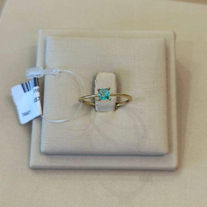 ANEL SOLITÁRIO ZIRCÔNIA QUADRADA VERDE