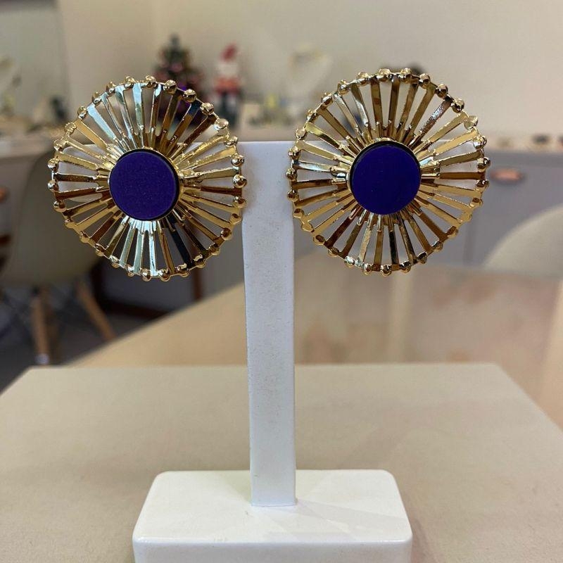 BRINCO FLOR AMETISTA/ROXO