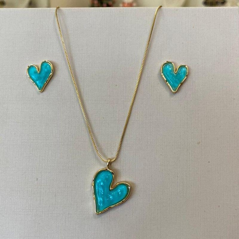 CONJUNTO CORAÇÃO ORGÂNICO TURQUESA ICED