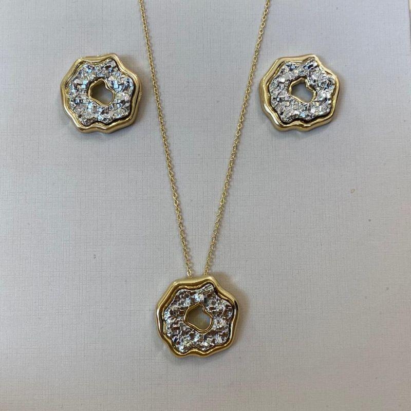 CONJUNTO ORGÂNICO OURO E DIAMANTE