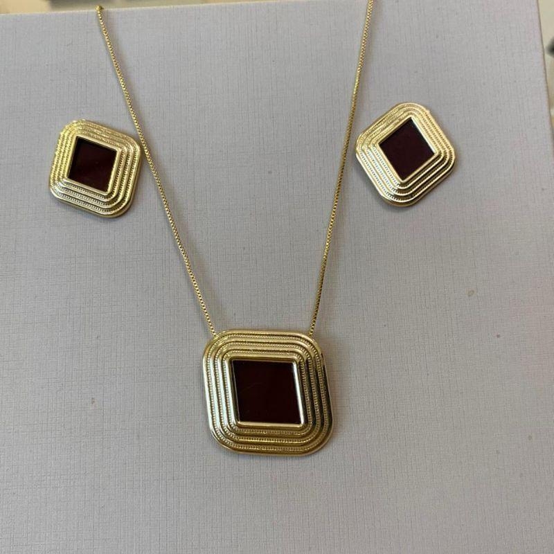 CONJUNTO QUADRADO LUXO MARSALA