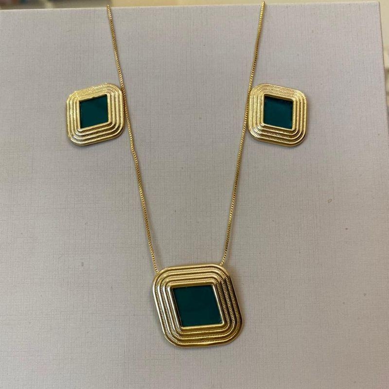 CONJUNTO QUADRADO LUXO VERDE ROLEX