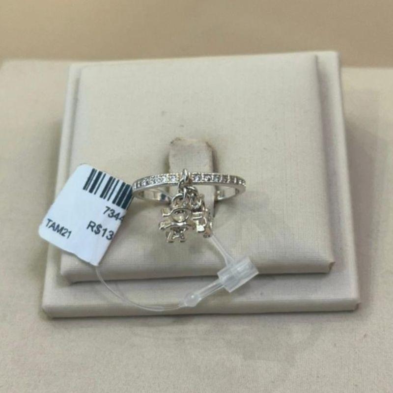 ANEL PRATA 2 FILHOS PINGENTES TAMANHO 21