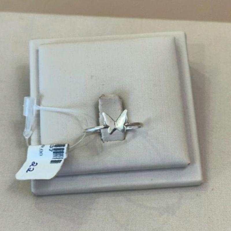 ANEL PRATA BORBOLETA TAMANHO 22