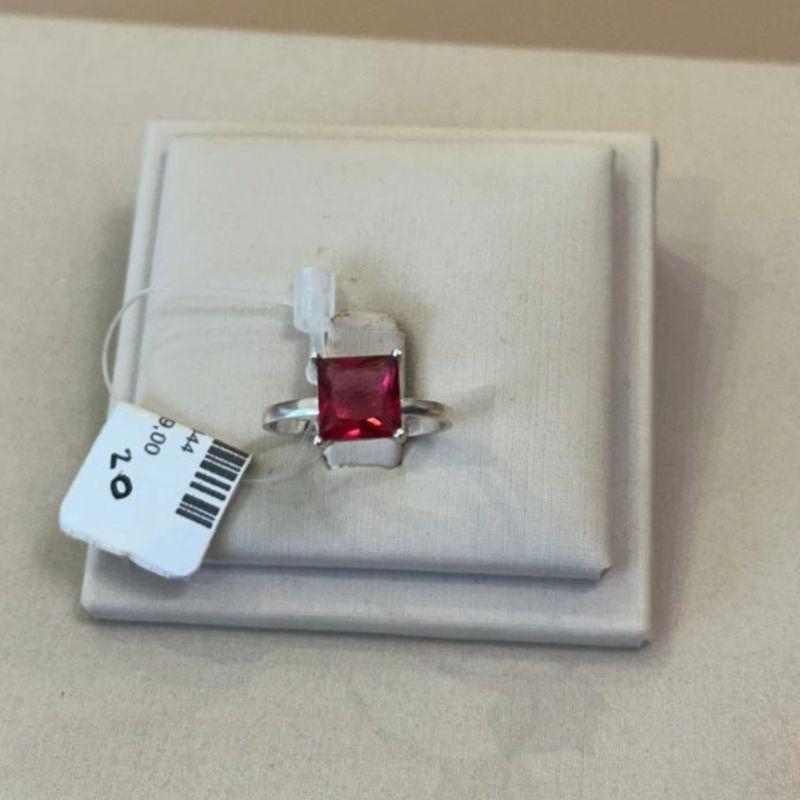 ANEL PRATA ZICÔNIA QUADRADA PINK