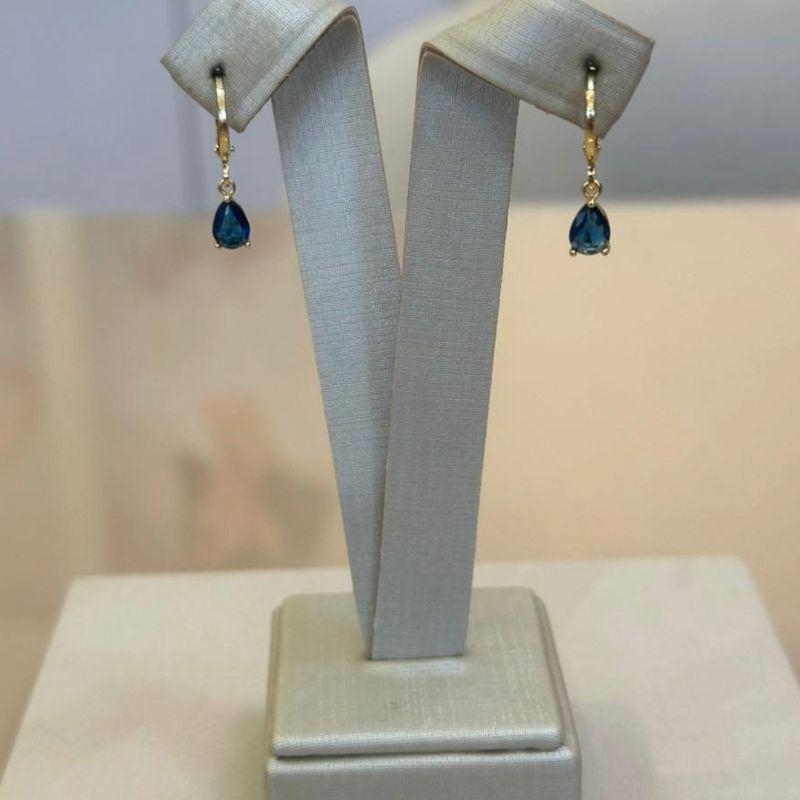 ARGOLA GOTA ZIRCÔNIA AZUL MARINHO