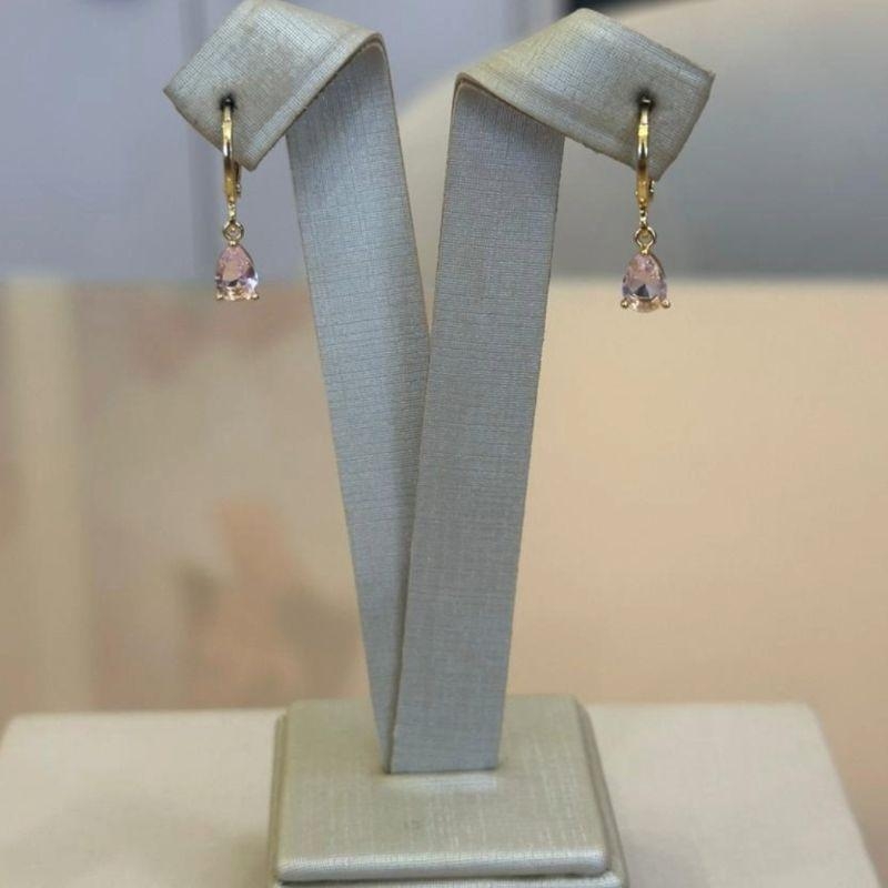 ARGOLA GOTA ZIRCÔNIA ROSA