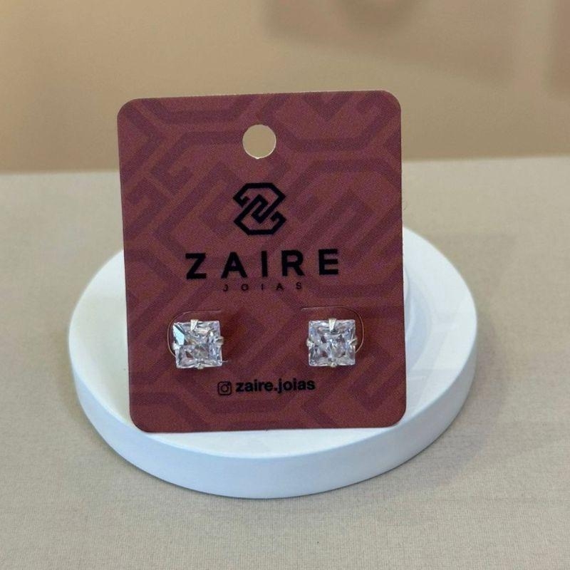 BRINCO PRATA PONTO DE LUZ QUADRADO 7MM