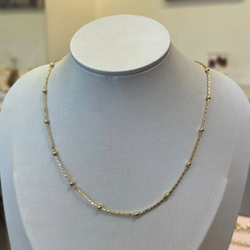 CORRENTE ELO CARTIER COM BOLINHAS 45CM