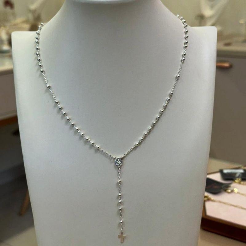 TERÇO PRATA NOSSA SENHORA DO CARMO 45CM