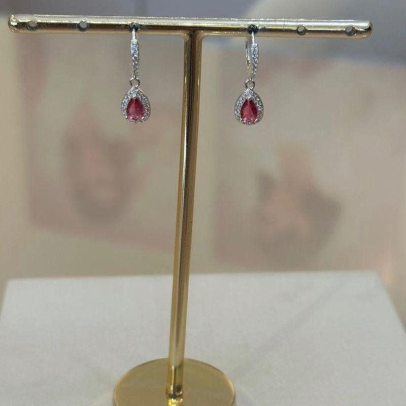 ARGOLA PRATA CLICK GOTA PINK