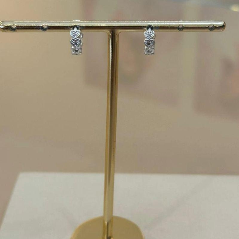 ARGOLA PRATA CORAÇÕES CRAVEJADA P