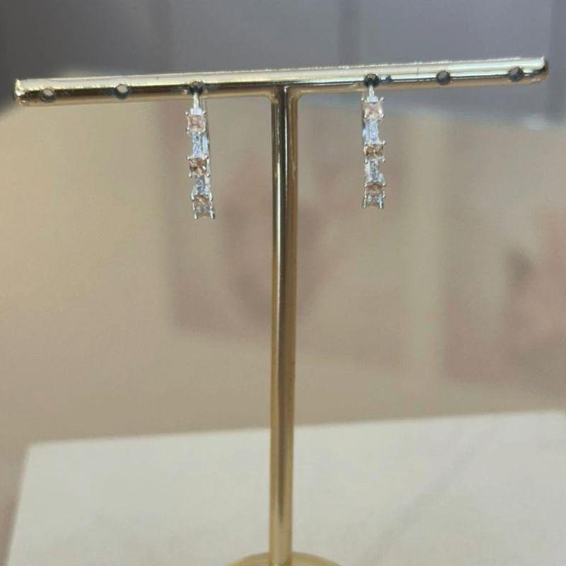 ARGOLA PRATA CRAVEJADA CITRINO AMARELO