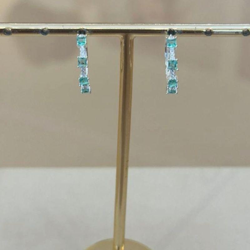 ARGOLA PRATA CRAVEJADA VERDE