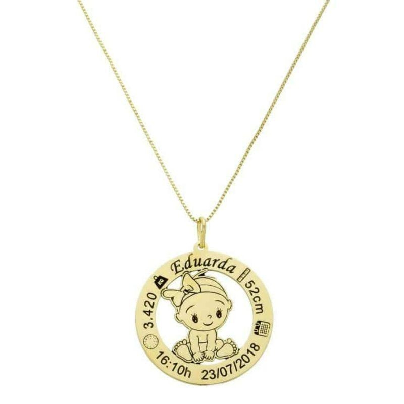 COLAR PERSONALIZADO MANDALA COM INFORMAÇÕES NASCIMENTO