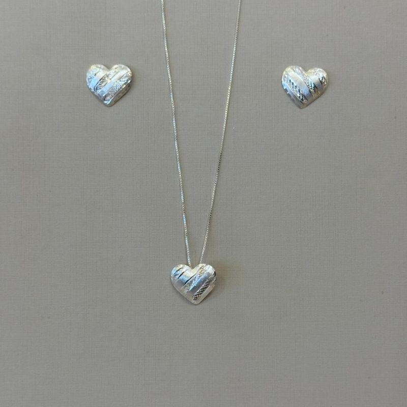 CONJUNTO PRATA CORAÇÃO