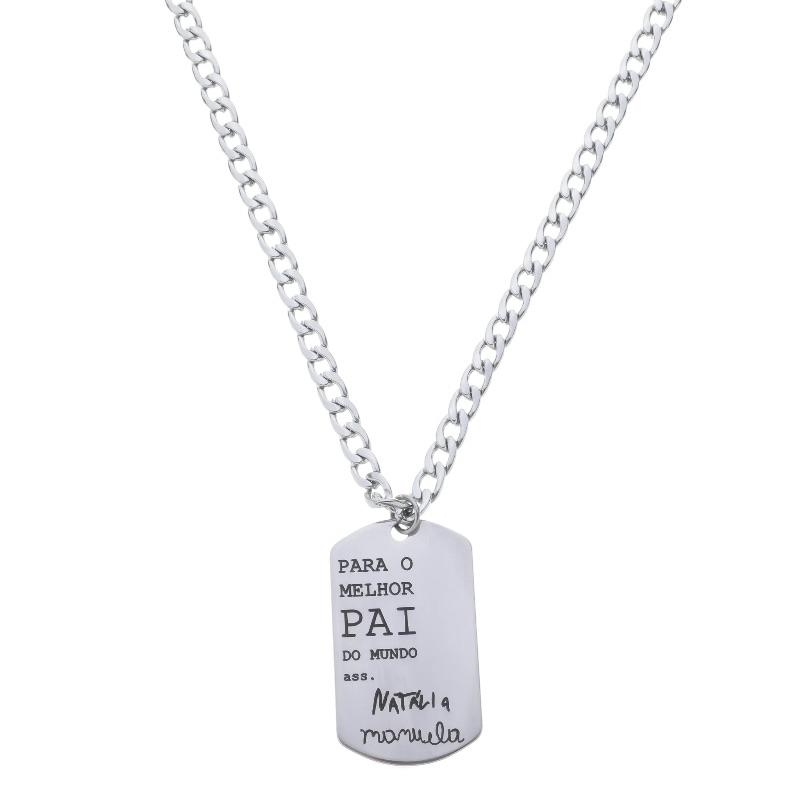 CORRENTE MASCULINA AÇ0 GRUMET 60CM PERSONALIZADA