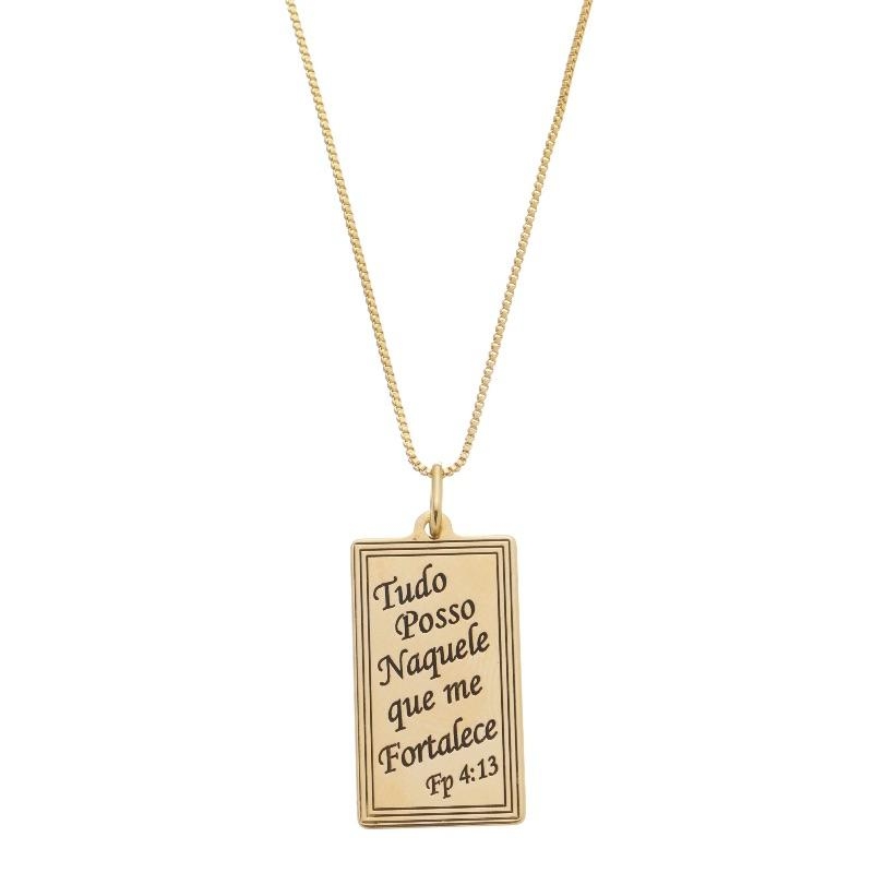 CORRENTE VENEZIANA 60CM COM PINGENTE PLACA PERSONALIZADO