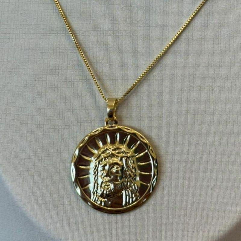 PINGENTE MEDALHA REDONDA FACE DE CRISTO