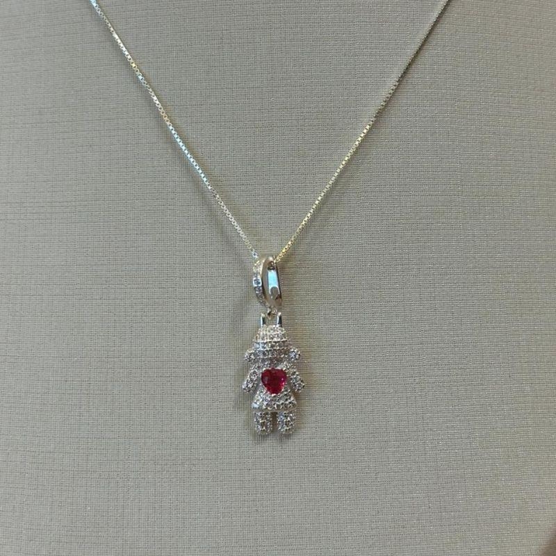 PINGENTE PRATA LUXO MENINA PINK