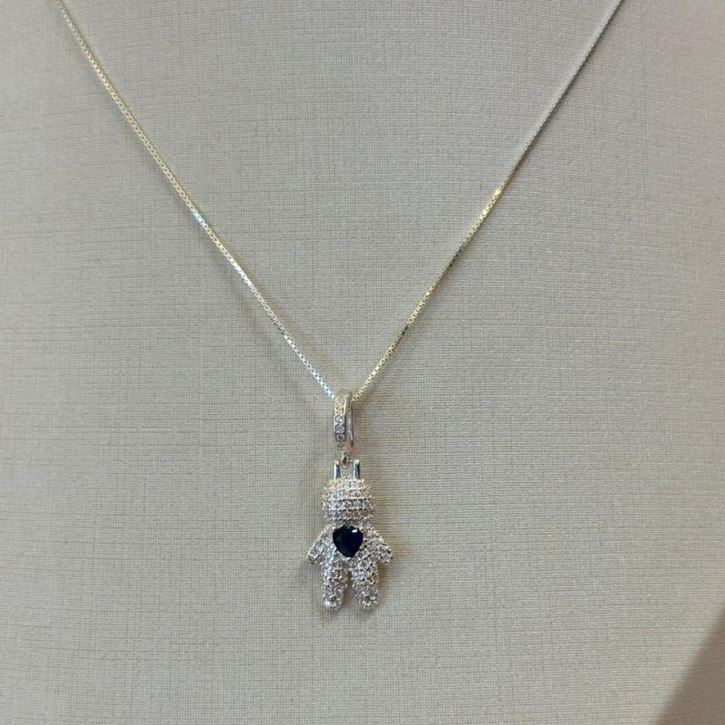 PINGENTE PRATA LUXO MENINO AZUL MARINHO