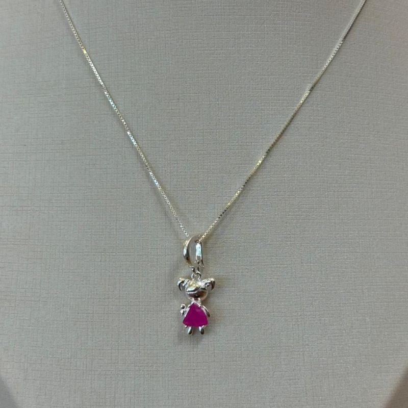 PINGENTE PRATA MENINA PINK