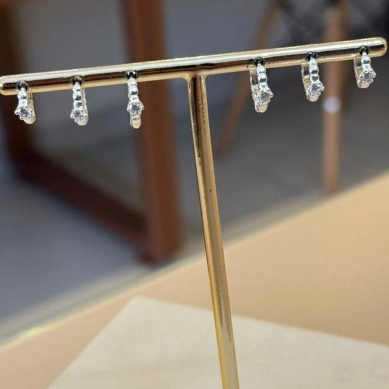 TRIO PRATA ARGOLAS CRAVEJADAS C/ PONTO DE LUZ