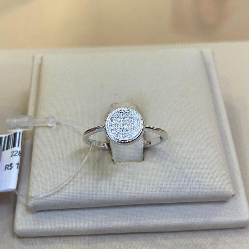 ANEL PRATA CÍRCULO CRAVEJADO CRISTAL TAMANHO 20