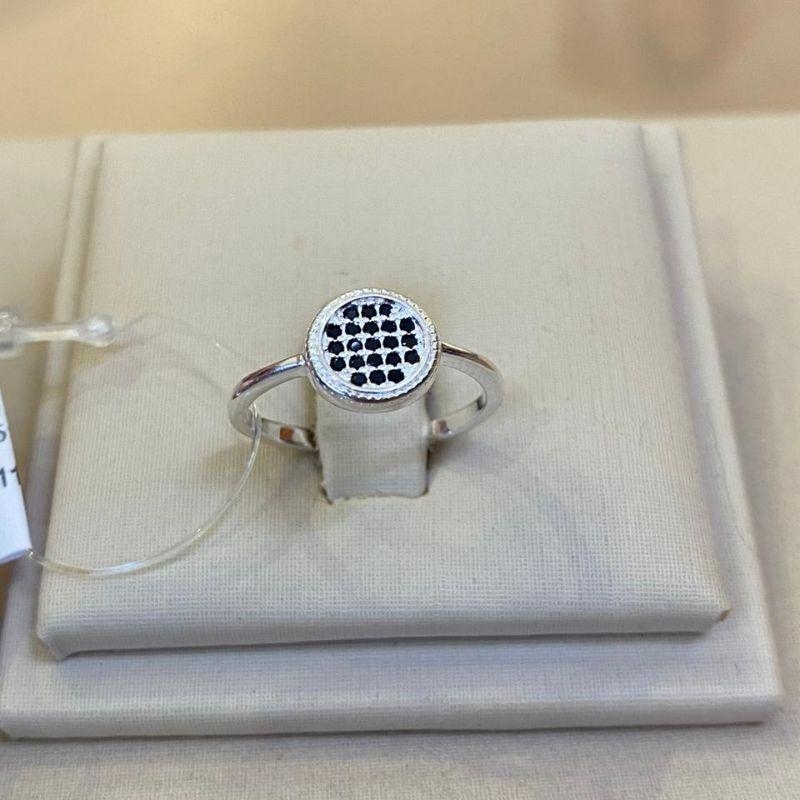 ANEL PRATA CÍRCULO CRAVEJADO PRETO TAMANHO 18